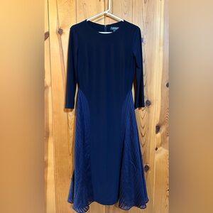 Lauren by Ralph Lauren Midnight Blue Long Sleeve Dress